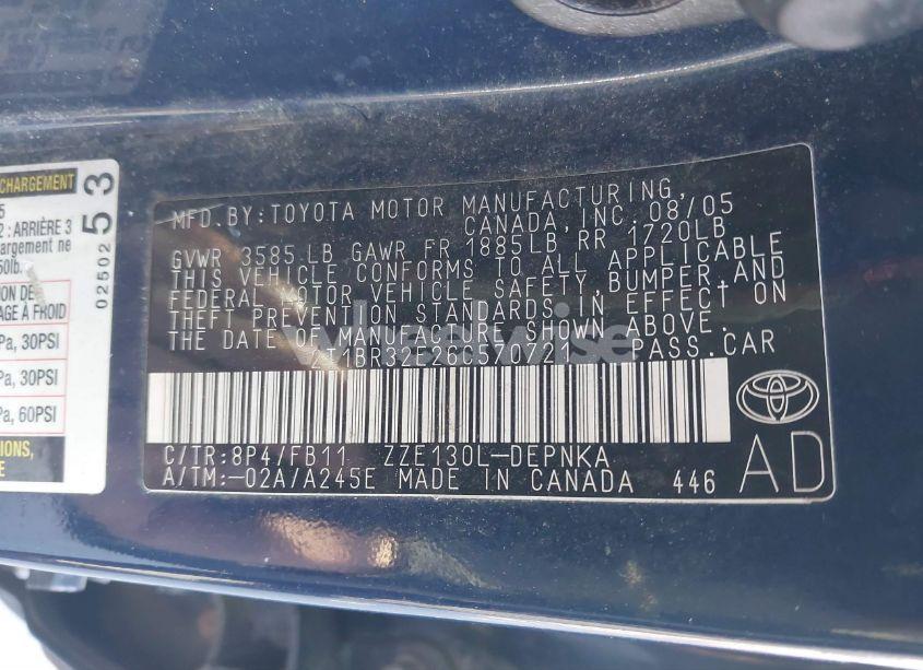 Photo 9 of 2006 Toyota Corolla LE (VIN 2T1BR32E26C570721)