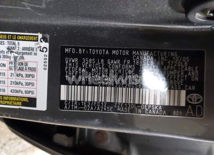 Photo 9 of 2006 Toyota Corolla S (VIN 2T1BR32E26C587731)