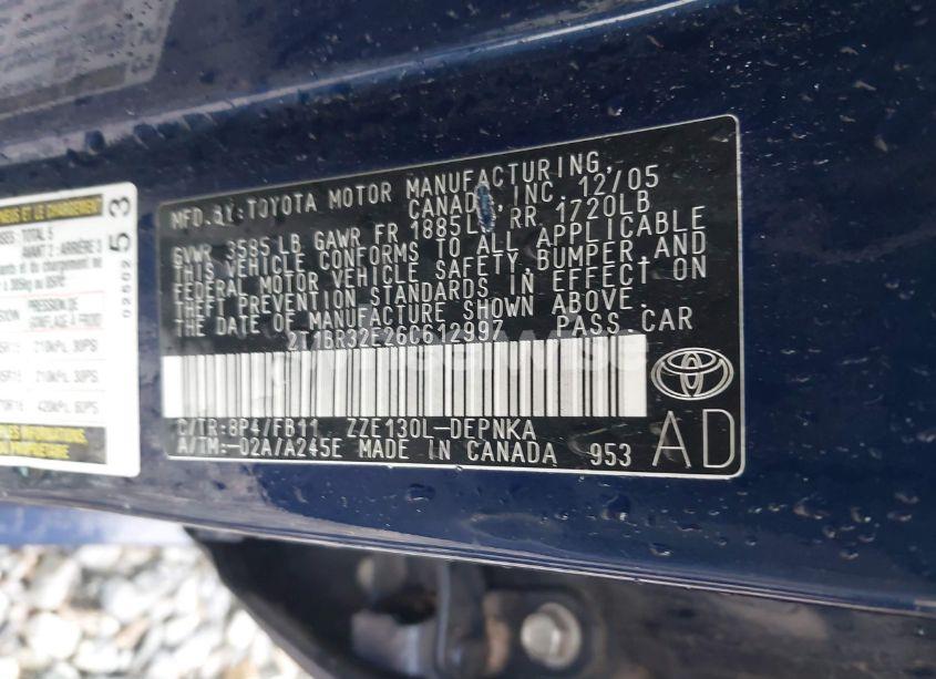 Photo 9 of 2006 Toyota Corolla LE (VIN 2T1BR32E26C612997)