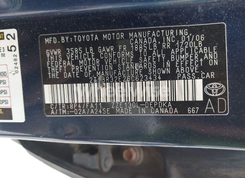 Photo 9 of 2006 Toyota Corolla CE (VIN 2T1BR32E26C623434)