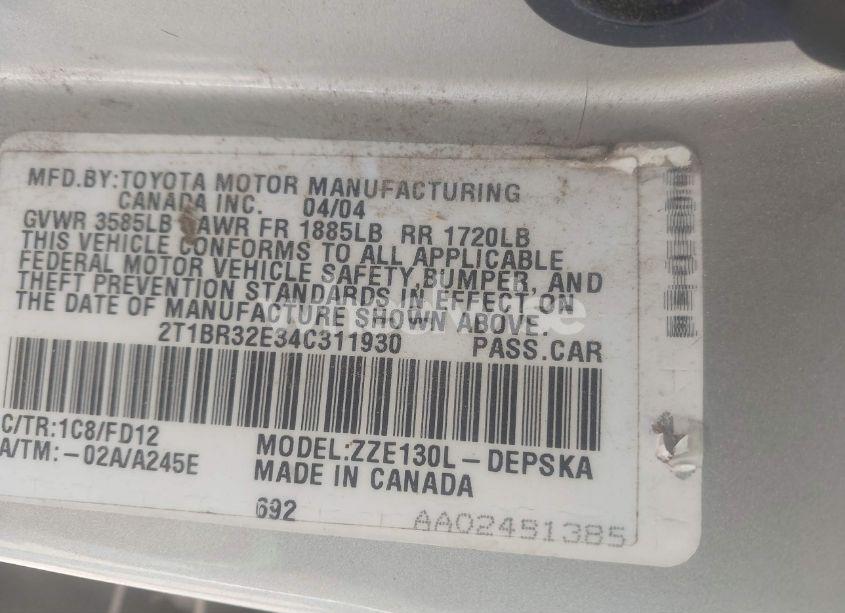 Photo 9 of 2004 Toyota Corolla S (VIN 2T1BR32E34C311930)