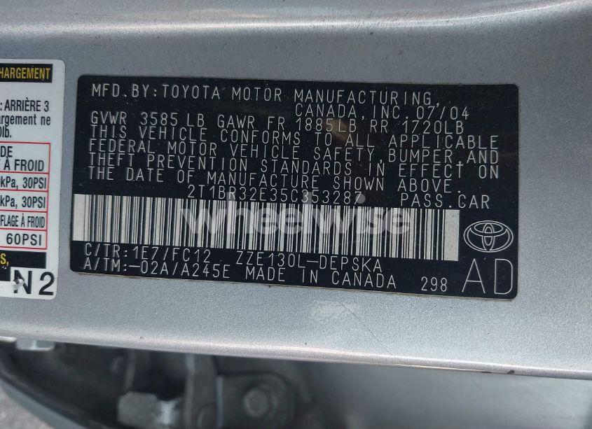 Photo 9 of 2005 Toyota Corolla S (VIN 2T1BR32E35C353287)