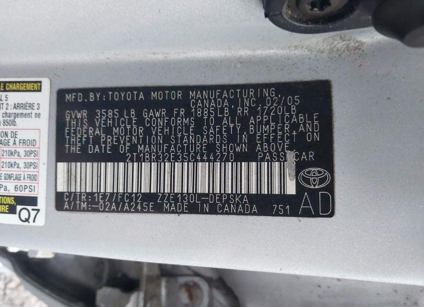 Photo 9 of 2005 Toyota Corolla S (VIN 2T1BR32E35C444270)