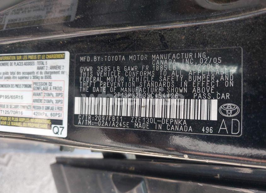 Photo 9 of 2005 Toyota Corolla LE (VIN 2T1BR32E35C454426)