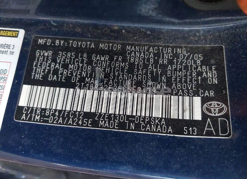 Photo 9 of 2005 Toyota Corolla S (VIN 2T1BR32E35C553439)