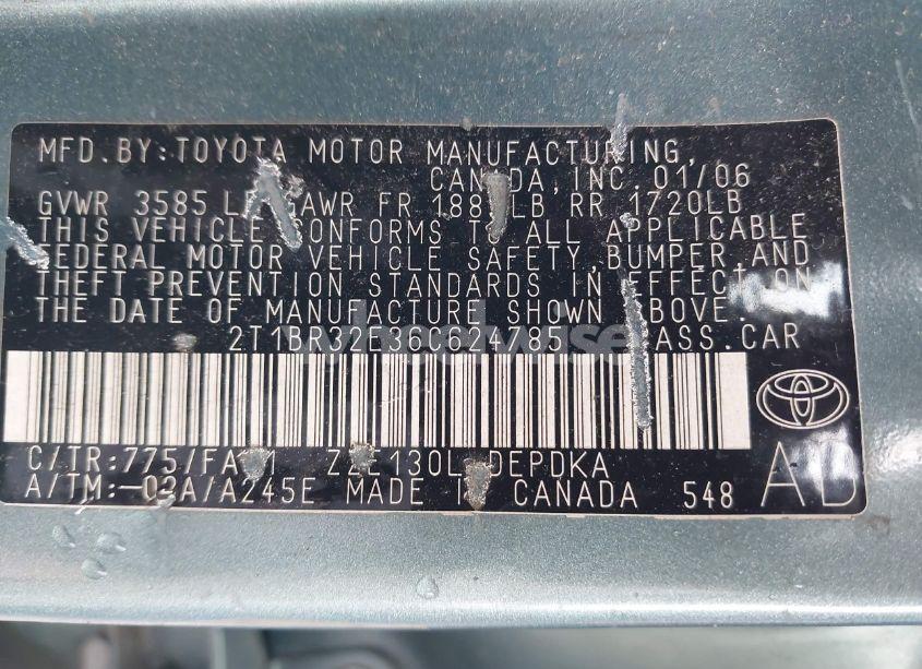 Photo 9 of 2006 Toyota Corolla CE (VIN 2T1BR32E36C624785)