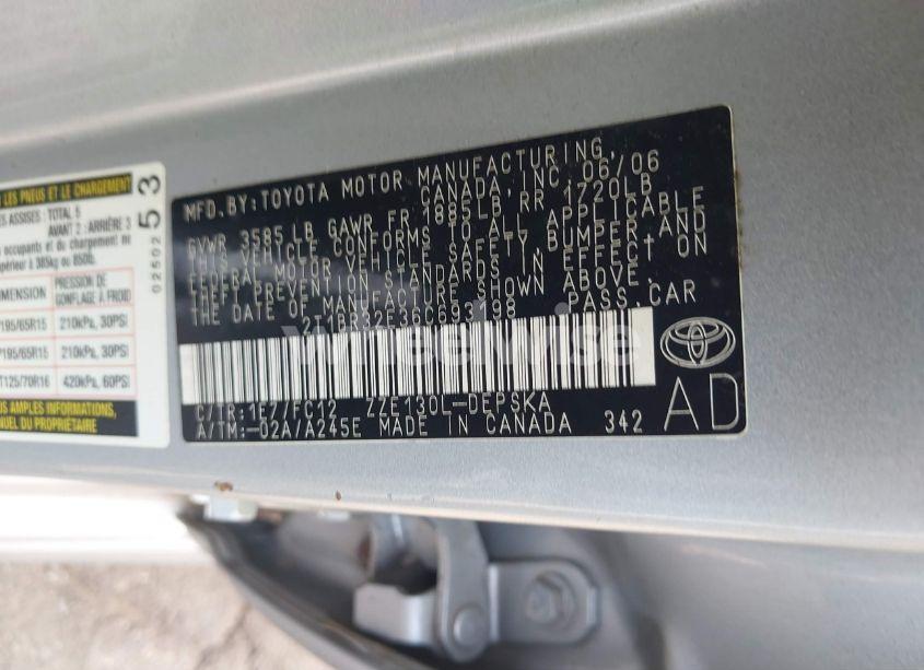 Photo 9 of 2006 Toyota Corolla S (VIN 2T1BR32E36C693198)