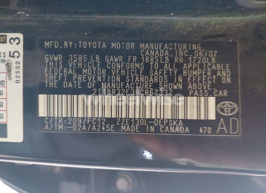 Photo 9 of 2008 Toyota Corolla S (VIN 2T1BR32E38C867337)