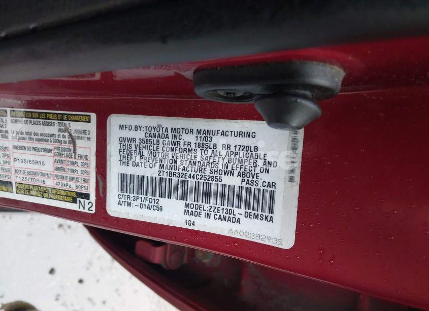 Photo 9 of 2004 Toyota Corolla S (VIN 2T1BR32E44C252855)