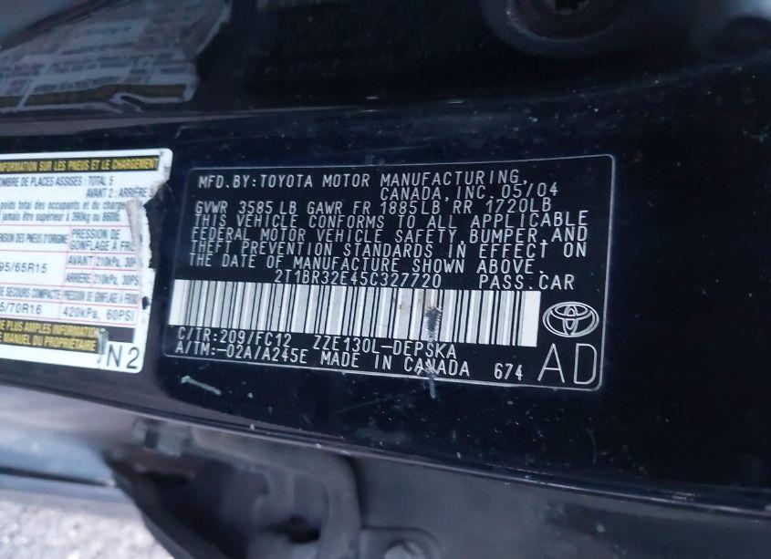 Photo 9 of 2005 Toyota Corolla S (VIN 2T1BR32E45C327720)