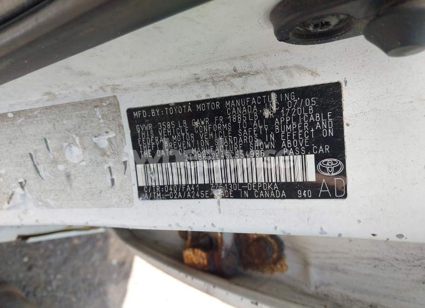 Photo 9 of 2005 Toyota Corolla CE (VIN 2T1BR32E45C554986)