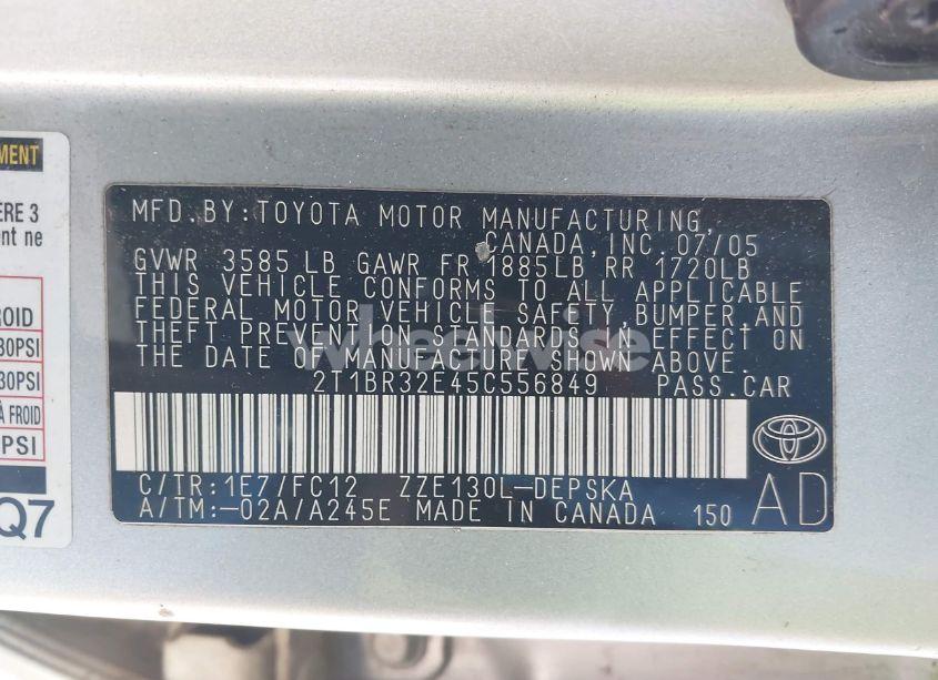 Photo 9 of 2005 Toyota Corolla S (VIN 2T1BR32E45C556849)