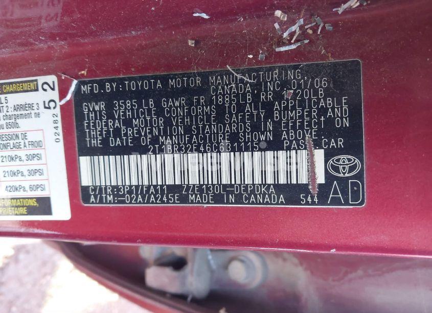 Photo 9 of 2006 Toyota Corolla CE (VIN 2T1BR32E46C631115)