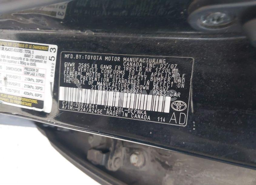 Photo 9 of 2007 Toyota Corolla LE (VIN 2T1BR32E47C806979)