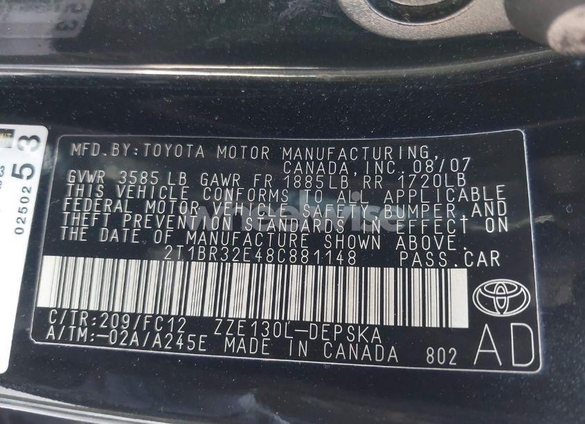 Photo 9 of 2008 Toyota Corolla S (VIN 2T1BR32E48C881148)