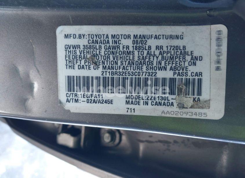 Photo 9 of 2003 Toyota Corolla LE (VIN 2T1BR32E53C077322)