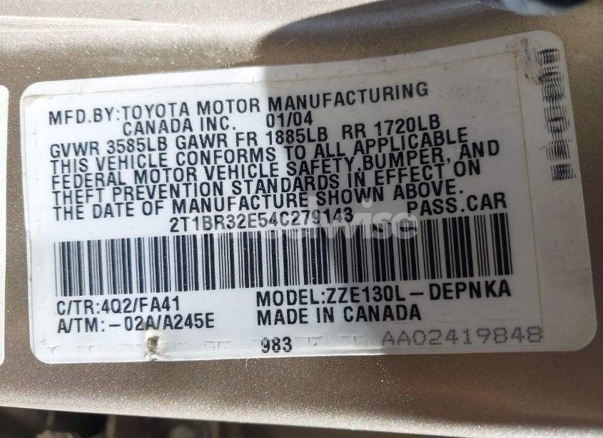 Photo 9 of 2004 Toyota Corolla LE (VIN 2T1BR32E54C279143)