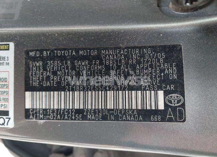 Photo 9 of 2005 Toyota Corolla S (VIN 2T1BR32E55C429172)