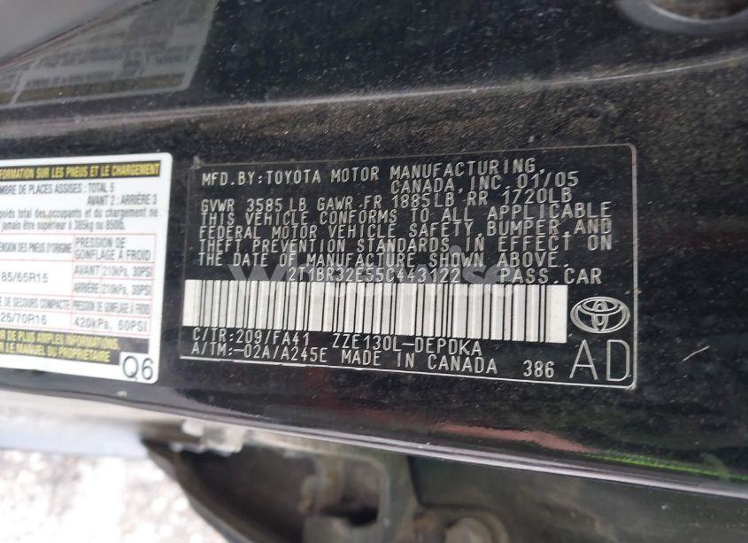 Photo 9 of 2005 Toyota Corolla CE (VIN 2T1BR32E55C443122)