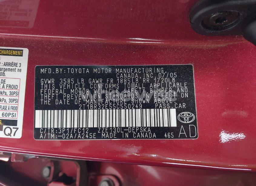 Photo 9 of 2005 Toyota Corolla S (VIN 2T1BR32E55C550249)