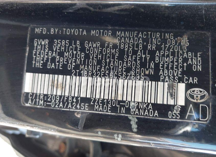 Photo 9 of 2006 Toyota Corolla LE (VIN 2T1BR32E56C567635)