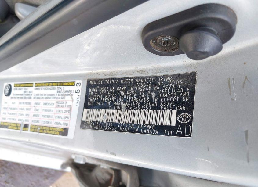 Photo 9 of 2006 Toyota Corolla LE (VIN 2T1BR32E56C609253)