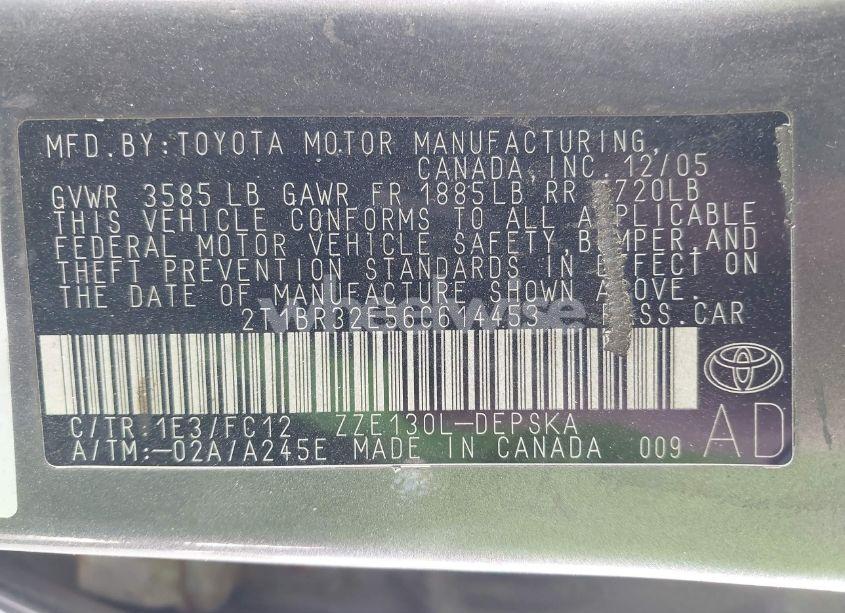 Photo 9 of 2006 Toyota Corolla S (VIN 2T1BR32E56C614453)