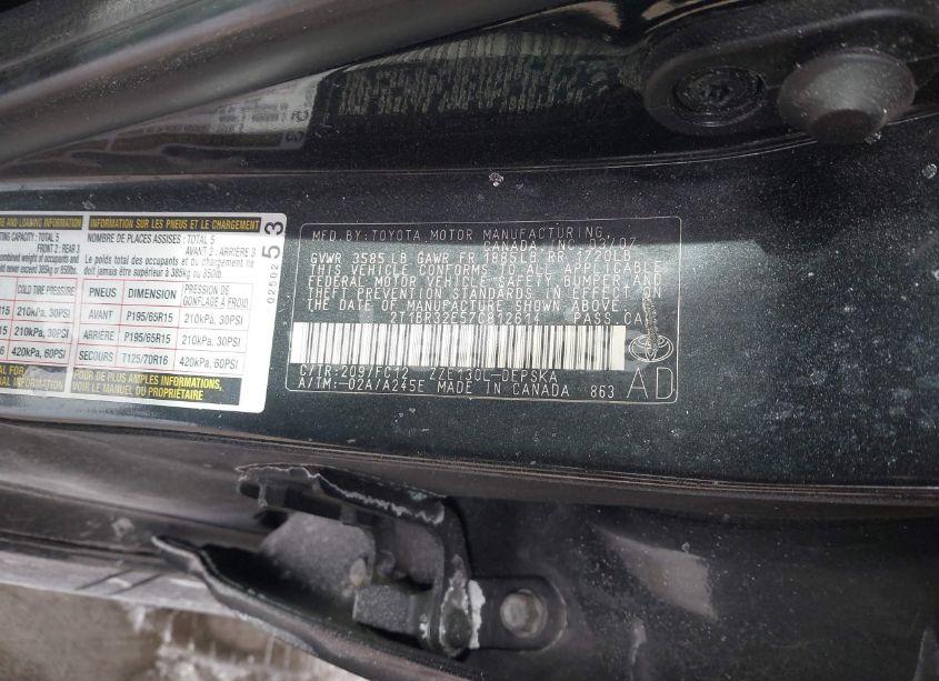 Photo 9 of 2007 Toyota Corolla S (VIN 2T1BR32E57C812614)