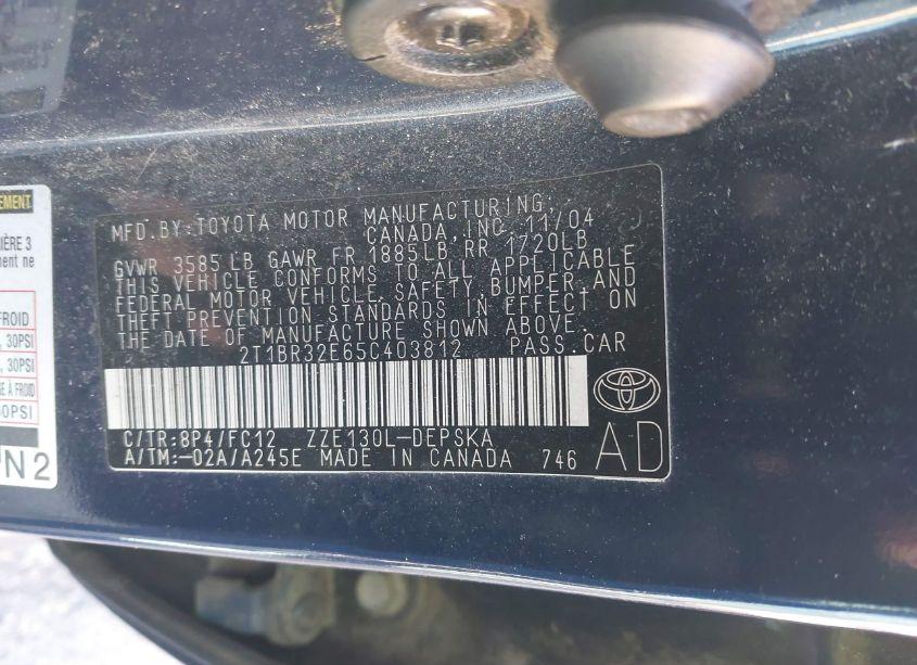 Photo 9 of 2005 Toyota Corolla S (VIN 2T1BR32E65C403812)