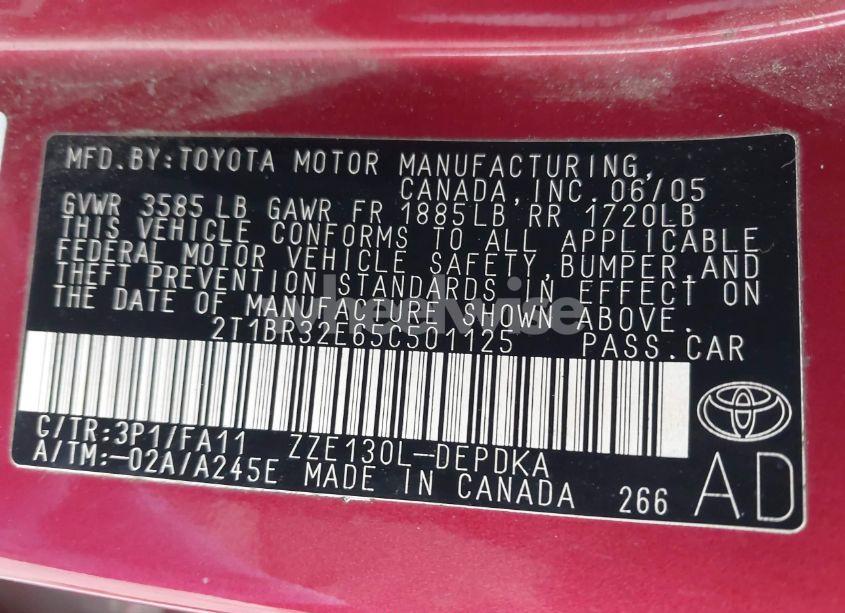 Photo 9 of 2005 Toyota Corolla CE (VIN 2T1BR32E65C501125)