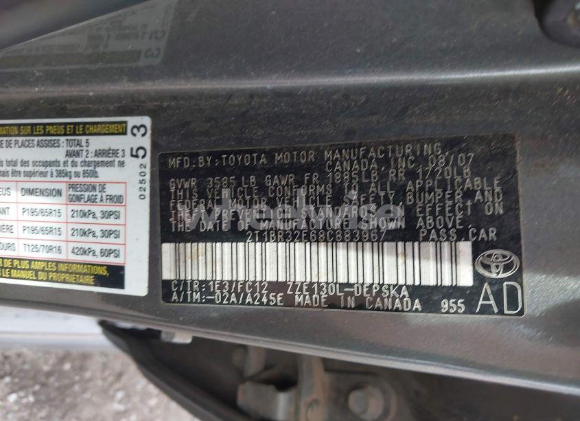 Photo 9 of 2008 Toyota Corolla S (VIN 2T1BR32E68C883967)