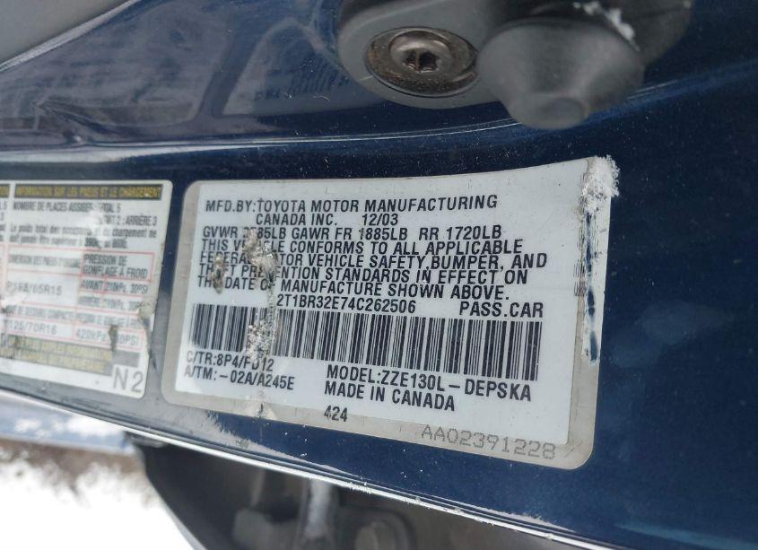 Photo 9 of 2004 Toyota Corolla S (VIN 2T1BR32E74C262506)