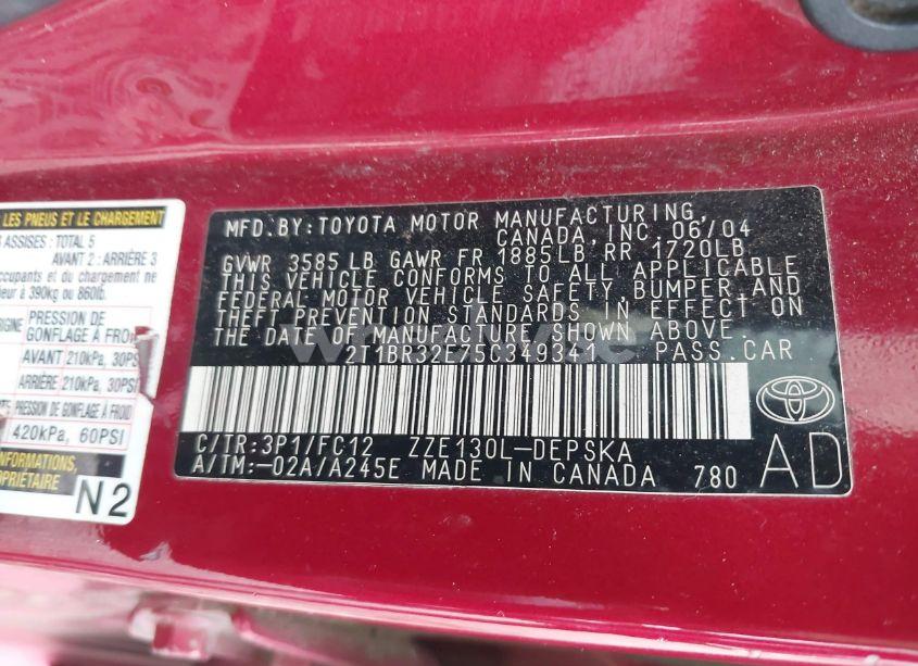 Photo 9 of 2005 Toyota Corolla S (VIN 2T1BR32E75C349341)