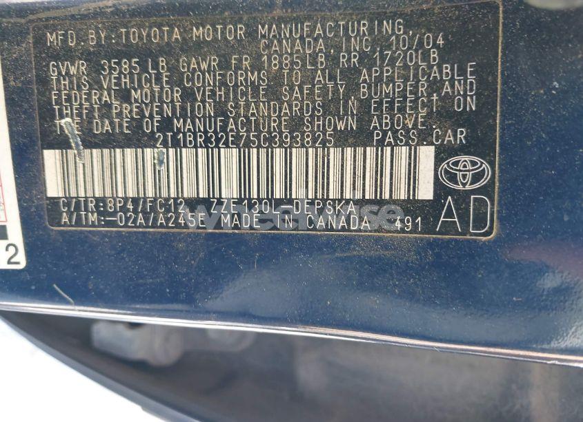 Photo 9 of 2005 Toyota Corolla S (VIN 2T1BR32E75C393825)