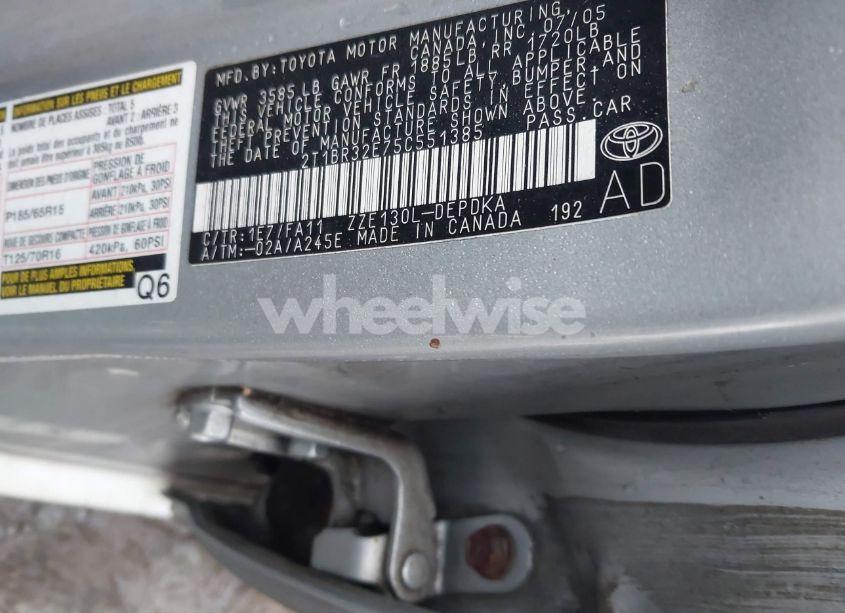 Photo 9 of 2005 Toyota Corolla CE (VIN 2T1BR32E75C551385)