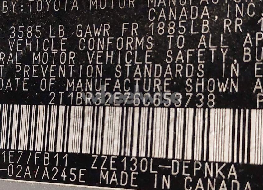 Photo 9 of 2006 Toyota Corolla LE (VIN 2T1BR32E76C653738)