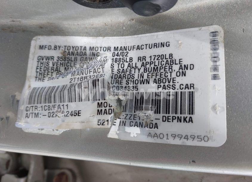 Photo 9 of 2003 Toyota Corolla LE (VIN 2T1BR32E83C034335)