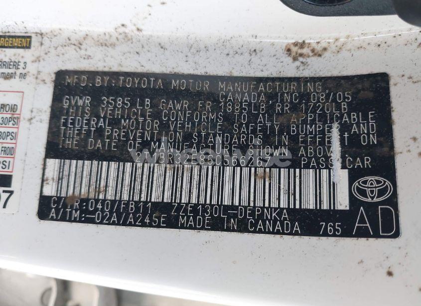 Photo 9 of 2006 Toyota Corolla LE (VIN 2T1BR32E86C566267)