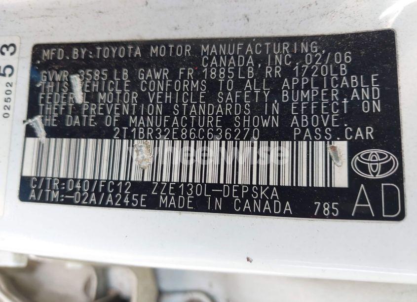 Photo 9 of 2006 Toyota Corolla S (VIN 2T1BR32E86C636270)