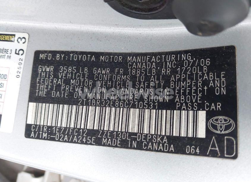 Photo 9 of 2006 Toyota Corolla S (VIN 2T1BR32E86C710531)