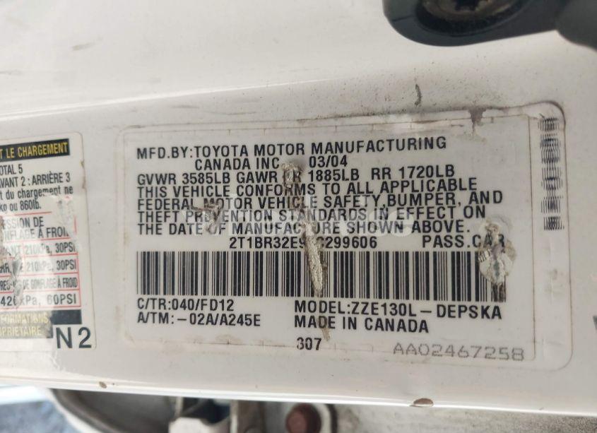 Photo 9 of 2004 Toyota Corolla S (VIN 2T1BR32E94C299606)