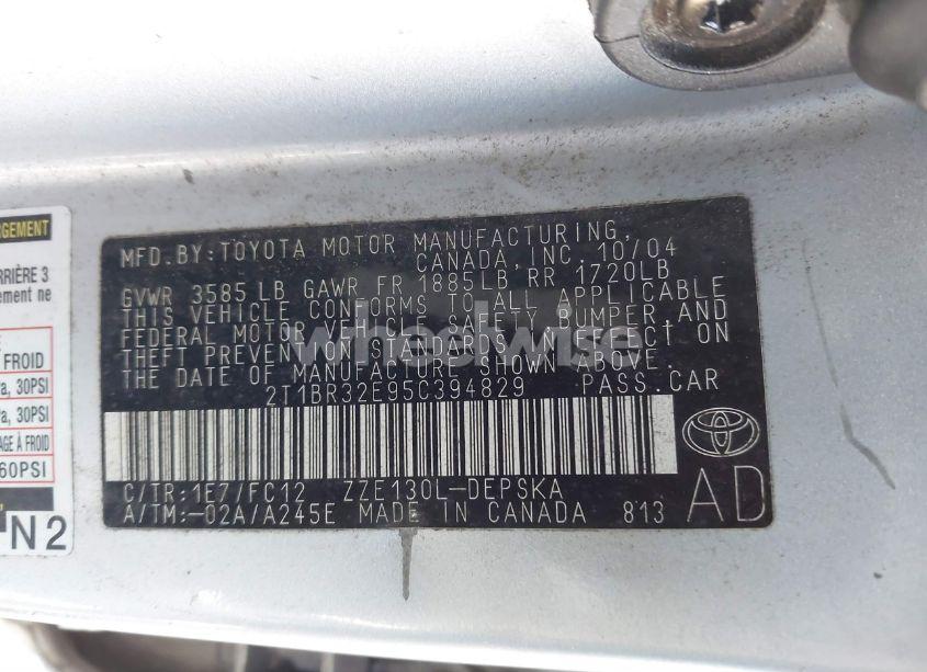 Photo 9 of 2005 Toyota Corolla S (VIN 2T1BR32E95C394829)