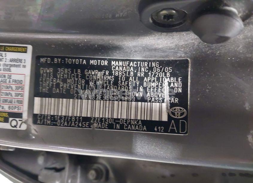 Photo 9 of 2005 Toyota Corolla LE (VIN 2T1BR32E95C501863)