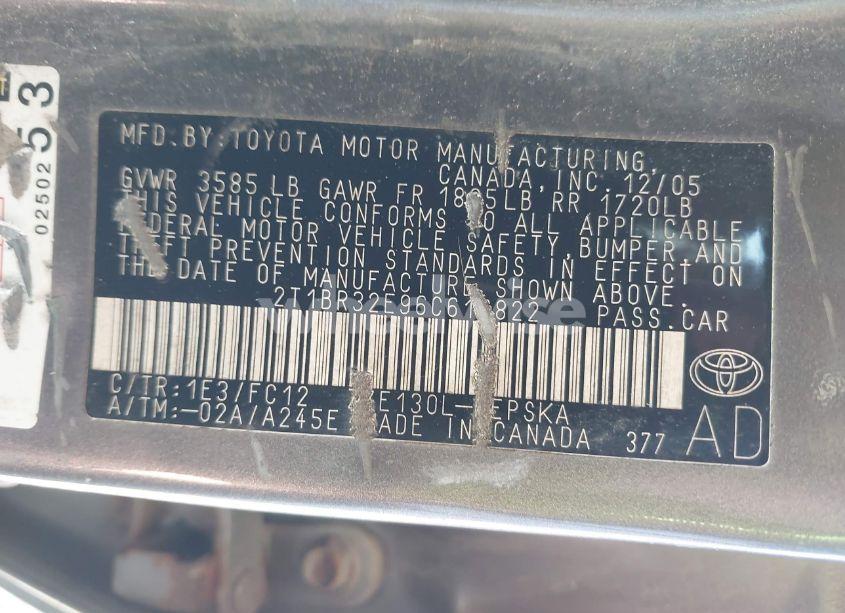 Photo 9 of 2006 Toyota Corolla S (VIN 2T1BR32E96C616822)