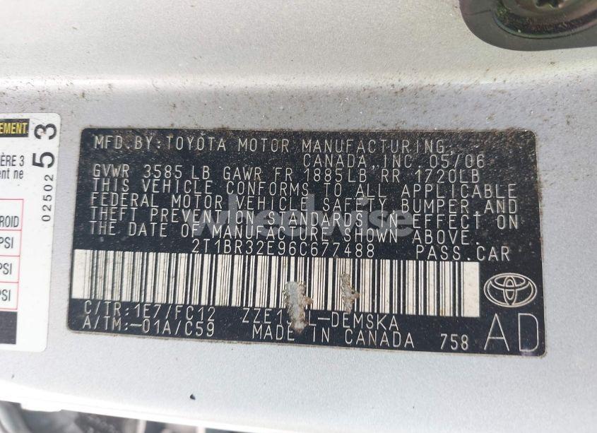 Photo 9 of 2006 Toyota Corolla S (VIN 2T1BR32E96C677488)