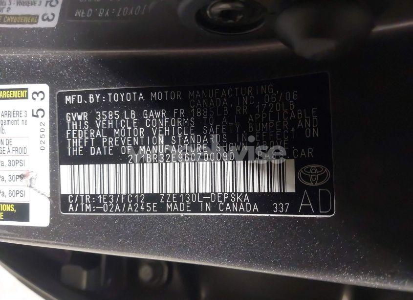 Photo 9 of 2006 Toyota Corolla S (VIN 2T1BR32E96C700090)