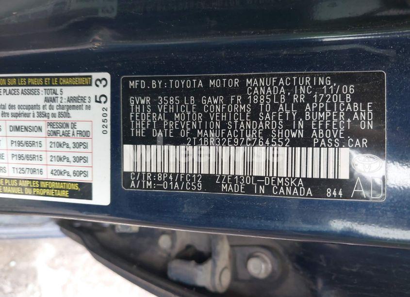 Photo 9 of 2007 Toyota Corolla S (VIN 2T1BR32E97C764552)