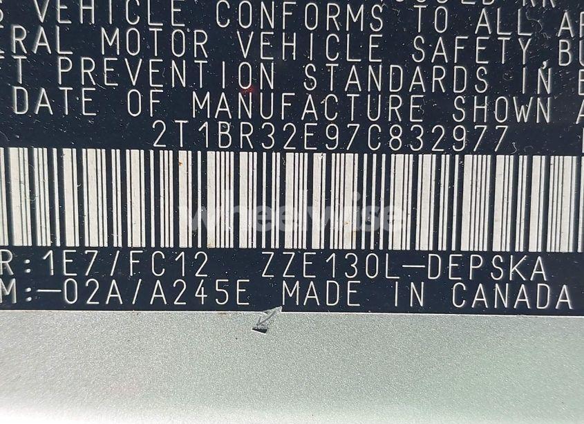 Photo 9 of 2007 Toyota Corolla S (VIN 2T1BR32E97C832977)