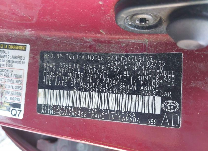 Photo 9 of 2005 Toyota Corolla S (VIN 2T1BR32EX5C466122)