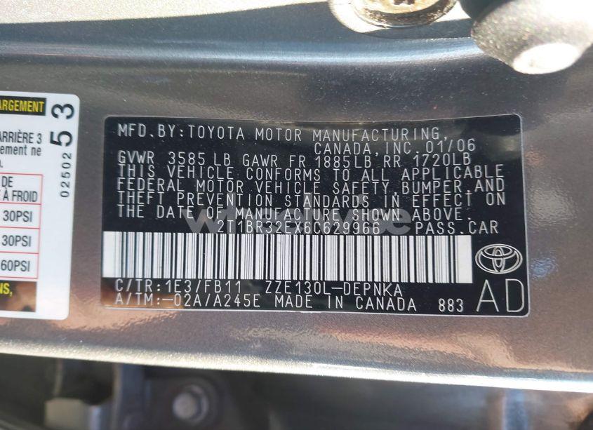 Photo 9 of 2006 Toyota Corolla LE (VIN 2T1BR32EX6C629966)